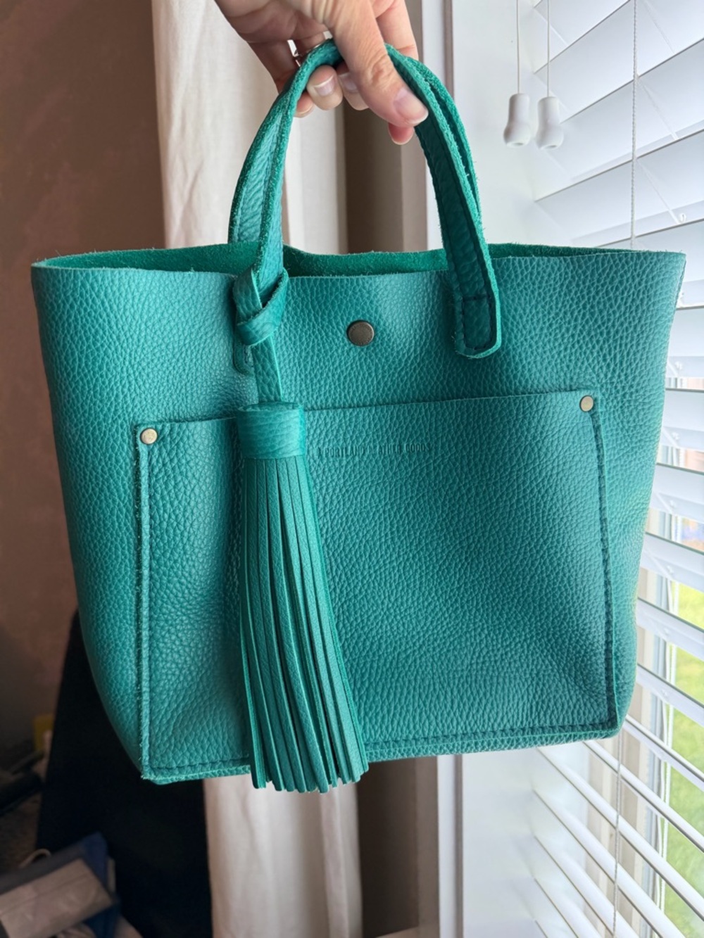 Portland Leather Goods Seafoam Mini crossbody snap